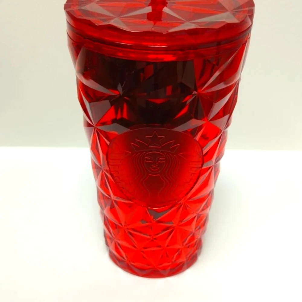 Starbucks Poinsettia Red Prism 2023 Grande Cold Tumbler with Straw